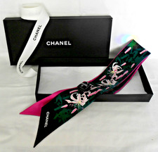 CHANEL, Haarband/Gürtel/Lavallière, Seidentwill, Schwarz/Pink/Grün/Weiß, NEU!