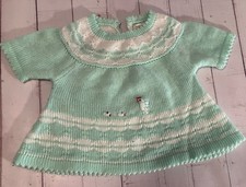 Vintage Knitted Baby Doll Dress Shirt Ducks Green Mint No Size Infant