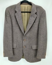 Vtg Calvin Klein Brown Blazer Sport Coat Herringbone Brown 2 Button Men's 40R