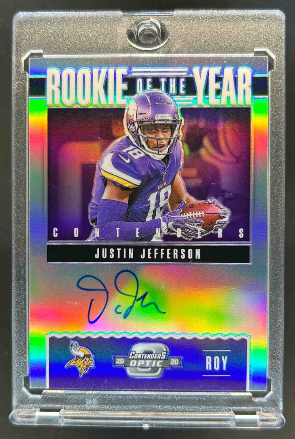 2020 Contenders Optic Justin Jefferson Rookie of the Year Auto RC #24/99 Vikings