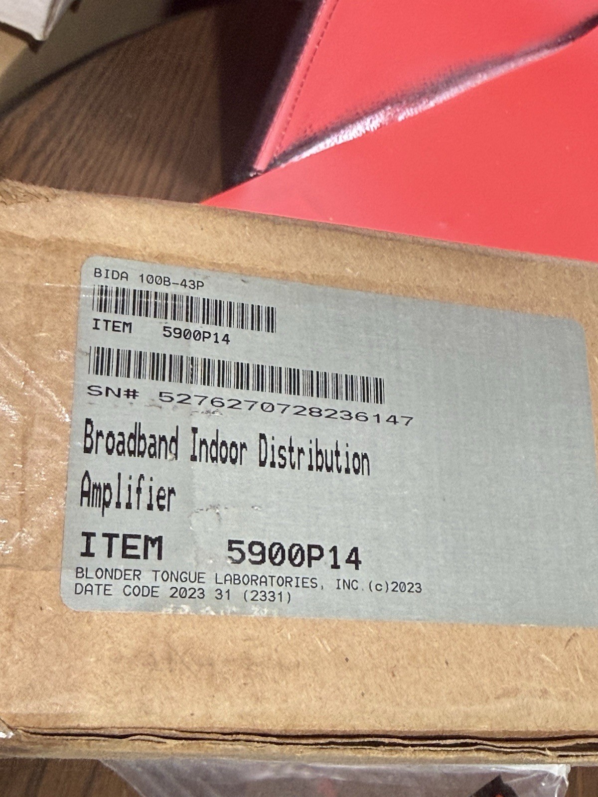 BLONDER TONGUE BIDA-100B-43P BIDA BROADBAND INDOOR DISTRIBUTION AMPLIFIER R2