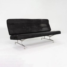 1964 Herman Miller Eames 3473 Three Seat Sofa w/ Black Nubuck Leather Upholstery