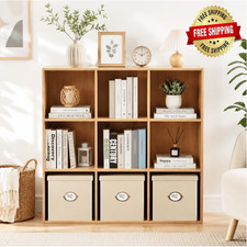 9 Cube Modern Storage Organizer Bookshelf Office Living Room Shelf Large Birch