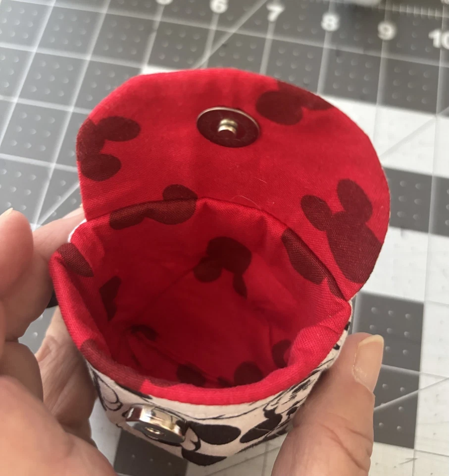 Fabric Micky Mouse Ear Buds Pouch with Swivel Hook New Unused Handmade 3”x4” - Image 4 of 4