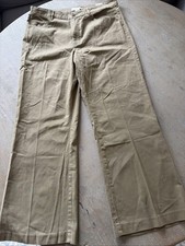 NWT H M beige cotton chino trousers Size 16 mid-to-high rise button closure