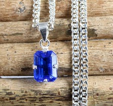 19.9Ct Certified Natural Blue Sapphire 925 Silver Pendant Emerald Loose Gemstone