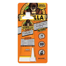 Gorilla Max Strength Construction Adhesive, Clear Glue, 2.5 Ounce Pack of 3