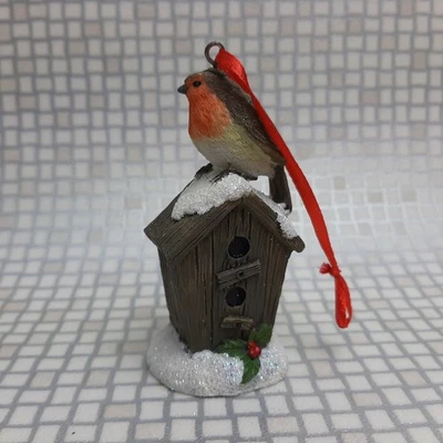 PREMIER DECORATIONS Christmas Tree Decoration Robin on Bird Box Ornament 9cm Premier Festive Hanging