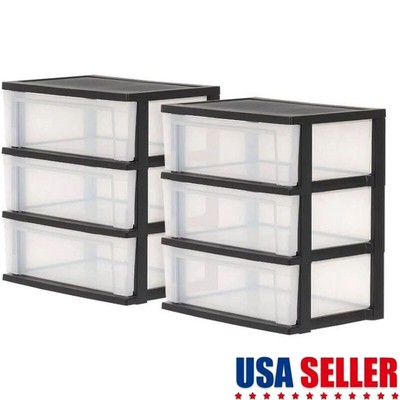 2Pack Plastic Storage Drawer W/ 3 Drawer Wide Chest Durable Freestanding 23.19''H
