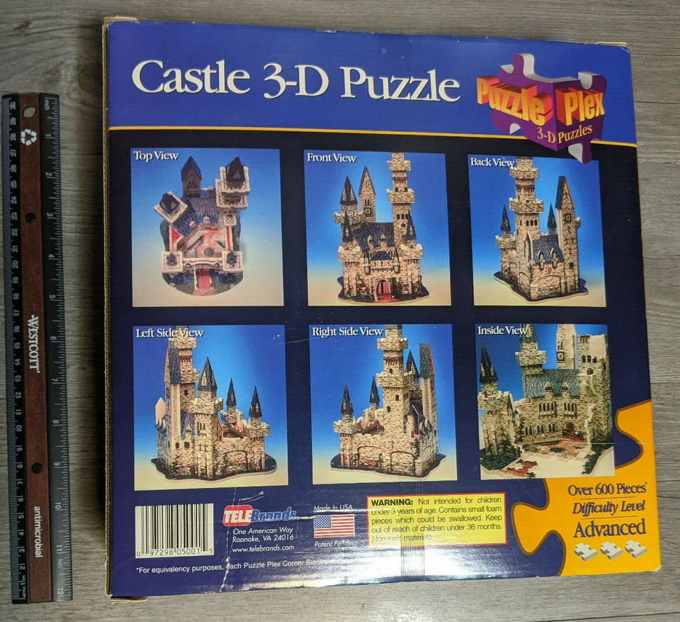 Puzzle Plex Avanzado 3D Castillo Puzzle Más de 600+ Piezas 17" Alto, Versión Difícil de Encontrar Foto 2 de 2