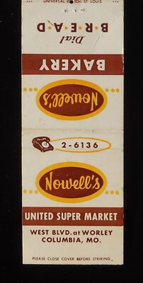 1960s Nowell's United Super Market Bakery Dial B-R-E-A-D Kithcen Columbia MO