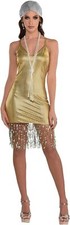 Feisty Flapper Gold Roaring 20's Dancer Fancy Dress Up Halloween Adult Costume