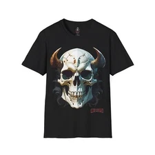 187 LIFE white skull with horns Softstyle T-Shirt