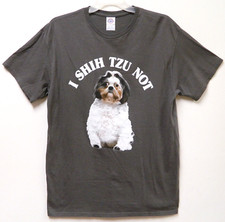 I Shih Tzu Not T-Shirt MENS LARGE Gray DOG LOVER Fast Ship