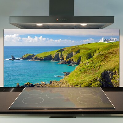 Küchenrückwand Spritzschutz auf ESG Glas 100x50 Cornwall England Küstenlinie