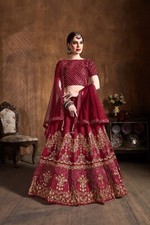 Stylish Red Art Silk Lehenga Choli With Net Dupatta For Indian Function Wear