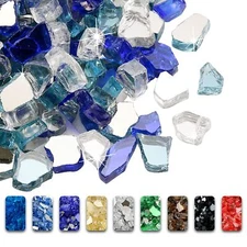 10 Pound Fire Glass for Fire Pit - 1/2 inch Reflective Fire Glass Rocks Decor...