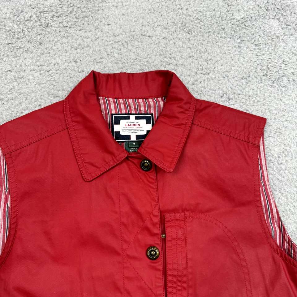 Chaleco de Colección Ralph Lauren Mujeres Suministro Naval M Rojo Cera Abrigo Utilitario Gorpcore Exterior Foto 3 de 4