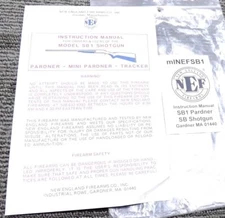 New England Firearms Instruction Manual for SB1 Shotgun Pardner Mini Tracker