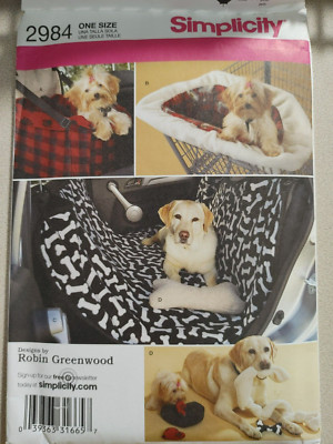 Simplicity Pattern 2984 Dog Travel Accessories Cart Cover Car Seat Cover Toys