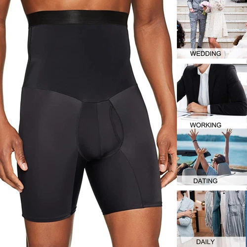 Men's High Waist Compression Boxer Shorts Girdle Pants Body Shaper Tummy Control - Picture 5 of 18