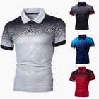 T Shirt Men's Gradient Short Sleeve Shirt Casual Golf Badminton Slim Tops