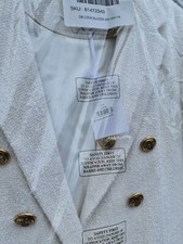 Helene For Denim Wardrobe Button Detail Women's Blazer Ivory Size 10 Rrp £185
