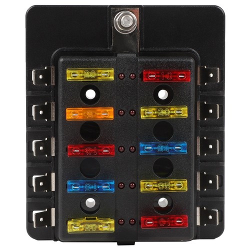 ✅10 Way Blade Fuse Box Block Holder With LED Indicator 10V-32V For All Vehicle - Picture 14 of 24