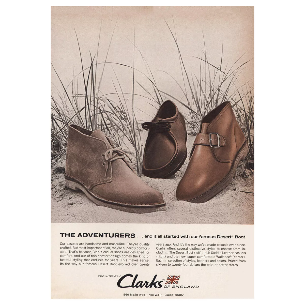 1969 Clarks Adventurers, Famous Desert Boot Vintage Print Ad | eBay