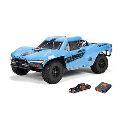 ARRMA RC Buggy Fury Mega 550 Shourt Course Truck blau 1:10 RTR, Akku, Ladegerät