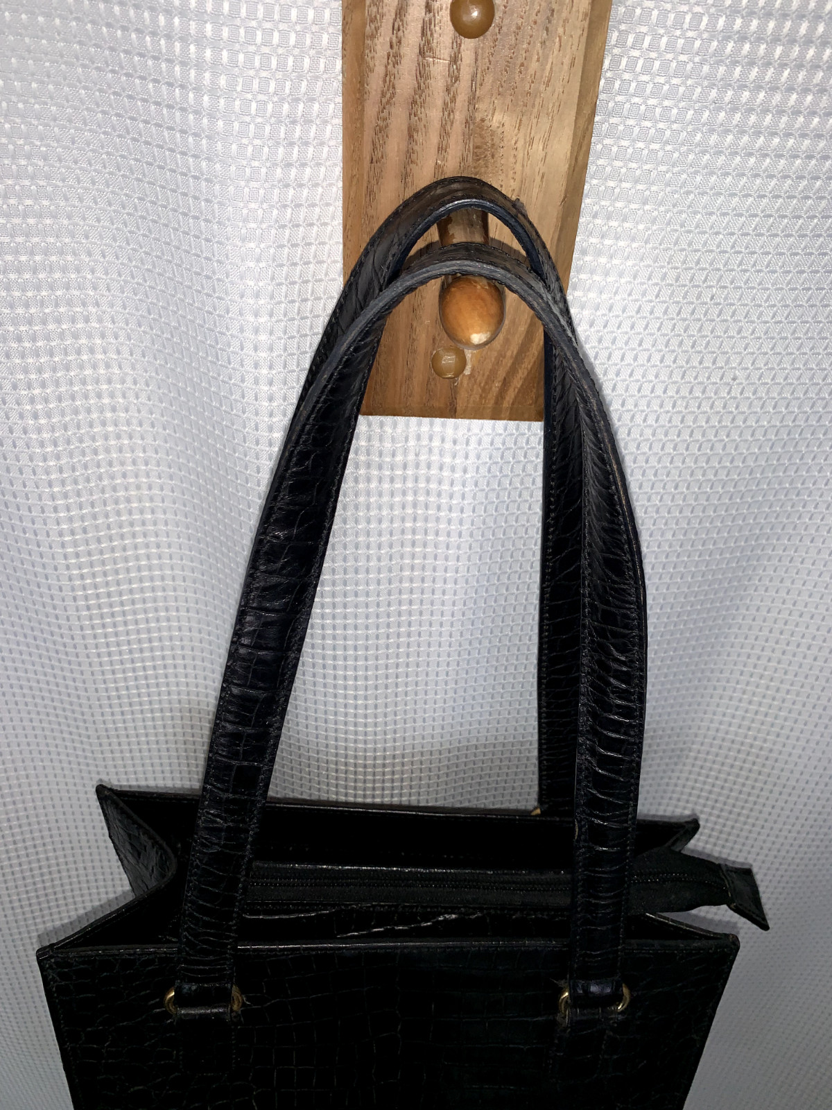 Talbots Leather Crocodile Pattern Brown Tote Bag … - image 5