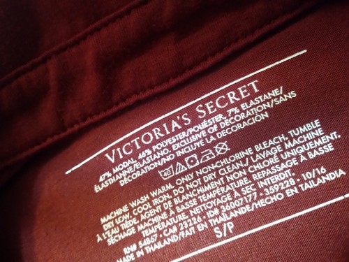 Victoria's Secret Sleep Shirt Small Burgundy Red Button Front Logo VS Sleep - Picture 4 of 6