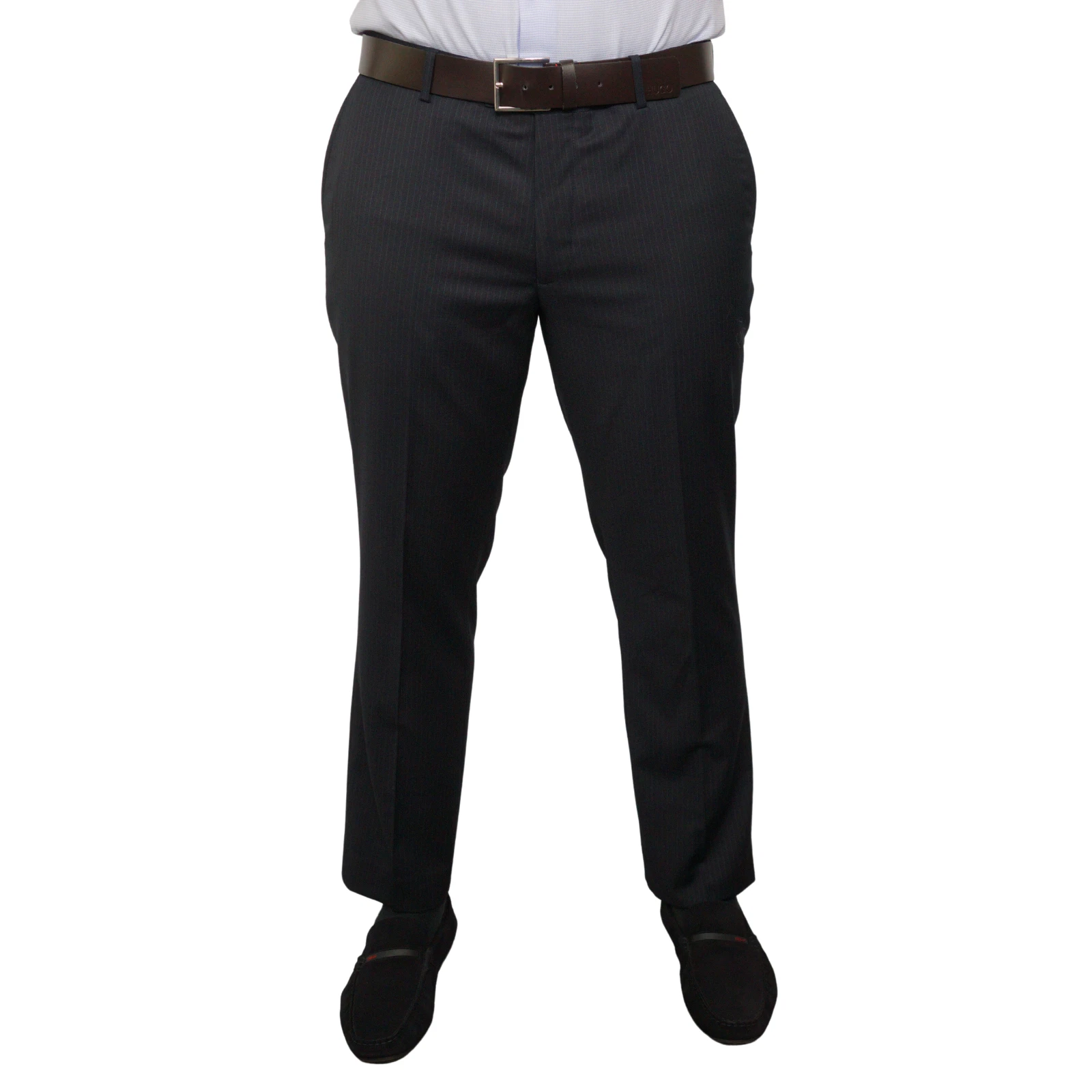 Men Dressmann Trousers WS Pinstripe Wool Dark Blue Slim Fit Size W31 L32 D30