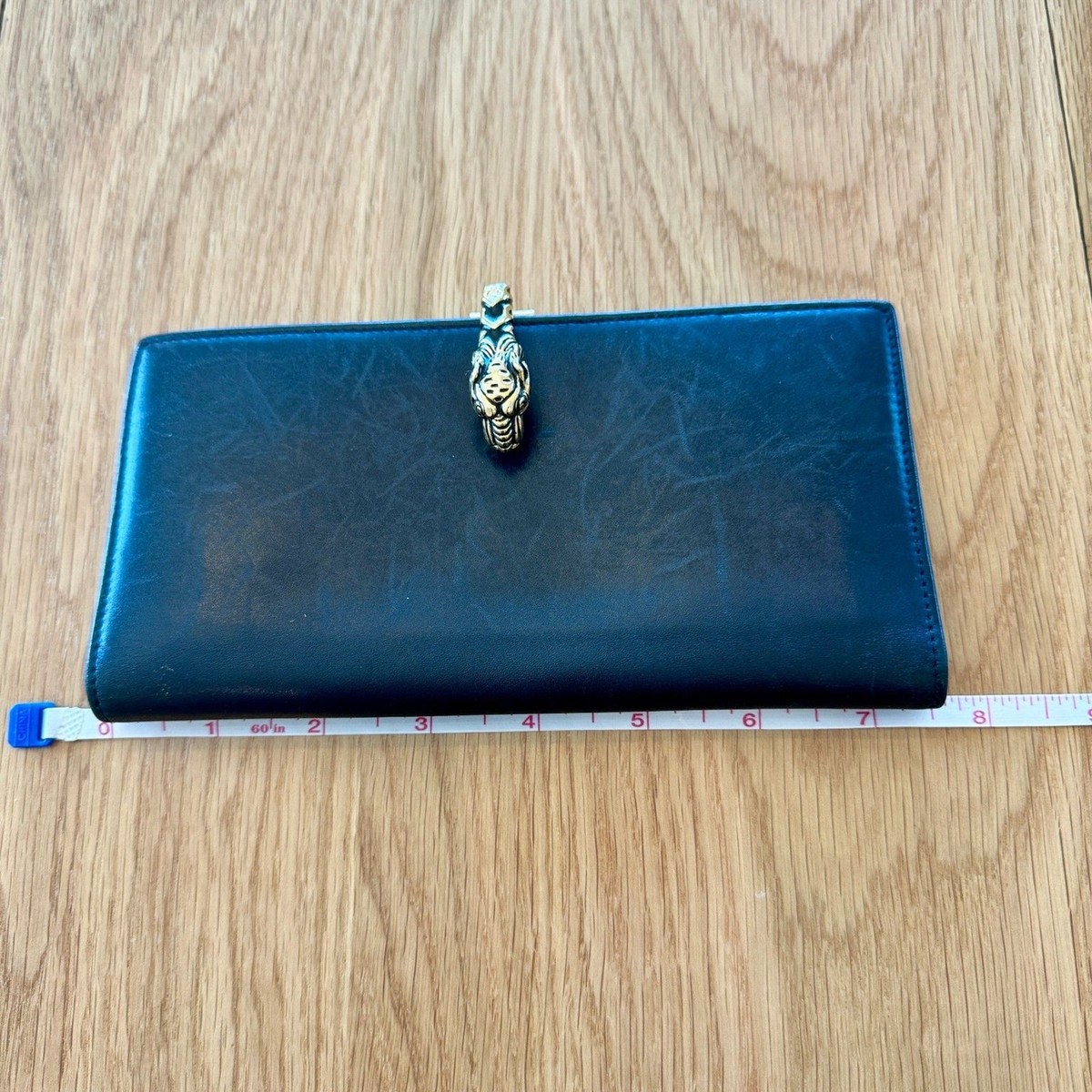 Vintage Gucci Tiger Head Black Leather Bi-Fold Wallet - Rare Vintage Gucci Tiger Head Black Leather Bi-Fold Wallet - Rare