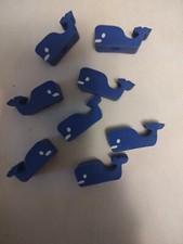 School Supplies: 8  Large Whale Erasers  Blue/White  Fits Pencil  NEW
