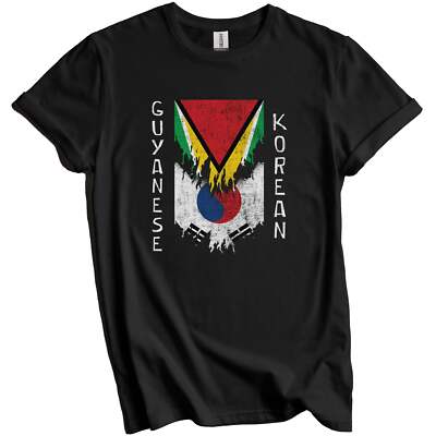 Guyanese Korean Flags Ripped Torn Guyana South Korea T-Shirt