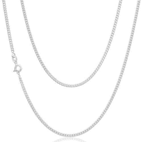 750 Solid 18ct White Gold Diamond Cut Fine Curb Chain Link Necklace 16" 18" 20" - Picture 1 of 5