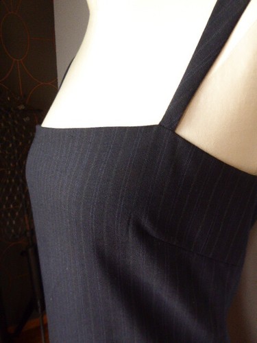 Robe droite bretelles tissu borsalino rayé marine PAUL & JOE 36 FR PARFAIT ETAT - Picture 5 of 12