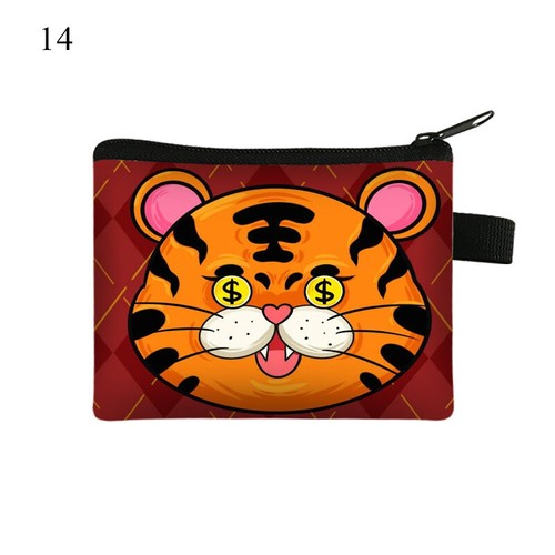 Tiger Printed Coin Purse Key Storage Bag Children Coin Purse Clutch Bag Neutral* - Foto 26 di 38