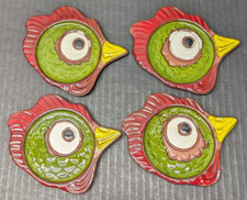 Vintage Pacific Stoneware People Lover Chicken Coasters Terracotta Set of 4 EUC