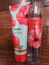 BATH  BODY WORKS POPPY BODY CREAM  FINE FRAGRANCE MIST 8 OZ MOISTURE SEALED