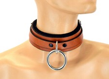 Classic Brown Leather Padded Bondage Collar by Axovus