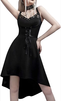 Vintage Gothic Casual High-low Dress With Leather Trim | eBay Vintage Gothic Casual High-low Dress With Leather Trim | eBay