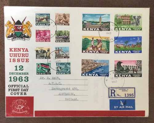 KENYA 1963 UHURU ISSUE FDC OFFICIAL FIRST DAY COVER SG1-14 complete set with 20s