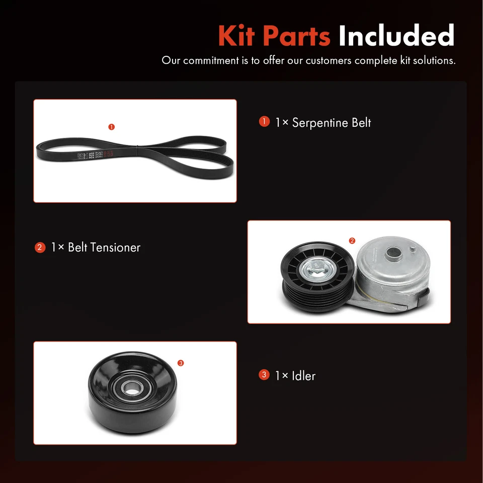 3x Serpentine Belt Drive Component Kit for GMC Savana 1500 Yukon K1500 Suburban - Image 3 of 4