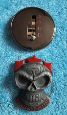 Lot of Two Large Metal Belt Buckles - Franky & Minx Skull + Gearshift Buckle