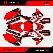 Red & Black Shift Racing Graphics kit fits Honda Crf450 09-12 Crf 450 Decal