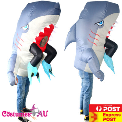 Adult Inflatable Great White Shark Costume Funny Novelty Halloween ...