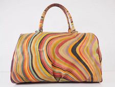 Paul Smith Swirl Large Leather Bag Multi Swirl & Burgundy Red Trim Shoulder Bag