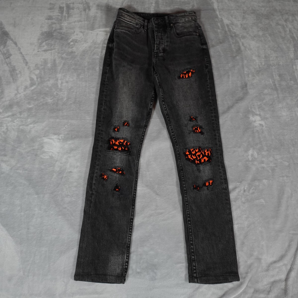 Ksubi Van Winkle Angst Fire Patch Skinny Jeans Womens 28 Ksubi Van Winkle Angst Fire Patch Skinny Jeans Womens 28